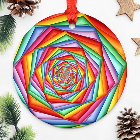 Psychedelic Rainbow Spiral Ornament (Round) from ArtsNow.com Front