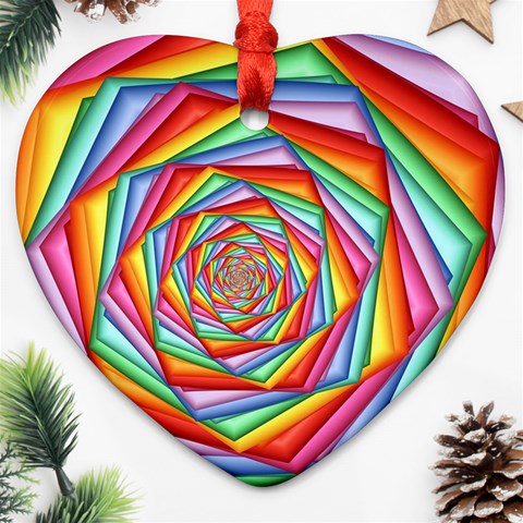 Psychedelic Rainbow Spiral Ornament (Heart) from ArtsNow.com Front