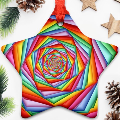 Psychedelic Rainbow Spiral Ornament (Star) from ArtsNow.com Front