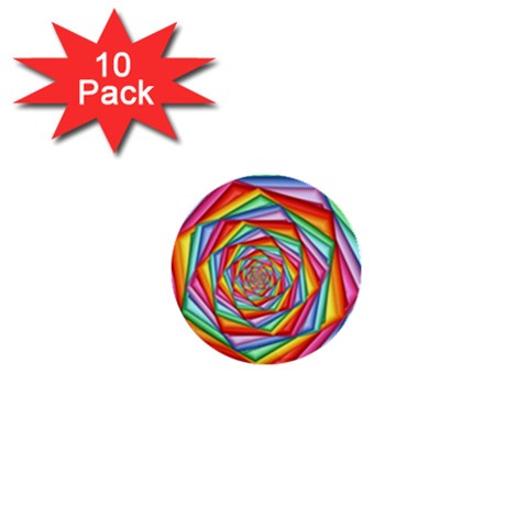 Psychedelic Rainbow Spiral 1  Mini Button (10 pack)  from ArtsNow.com Front