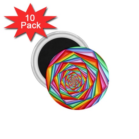 Psychedelic Rainbow Spiral 1.75  Magnet (10 pack)  from ArtsNow.com Front