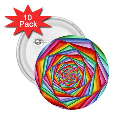 Psychedelic Rainbow Spiral 2.25  Button (10 pack) from ArtsNow.com Front