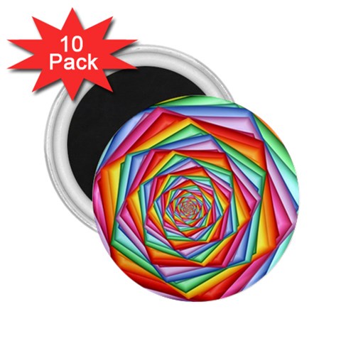 Psychedelic Rainbow Spiral 2.25  Magnet (10 pack) from ArtsNow.com Front