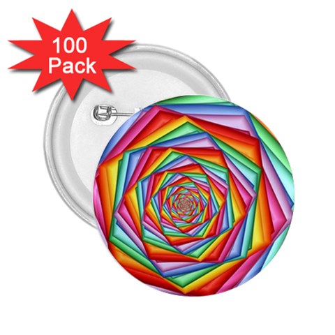 Psychedelic Rainbow Spiral 2.25  Button (100 pack) from ArtsNow.com Front