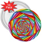 Psychedelic Rainbow Spiral 3  Button (10 pack)