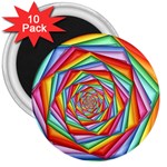 Psychedelic Rainbow Spiral 3  Magnet (10 pack)