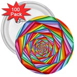 Psychedelic Rainbow Spiral 3  Button (100 pack)