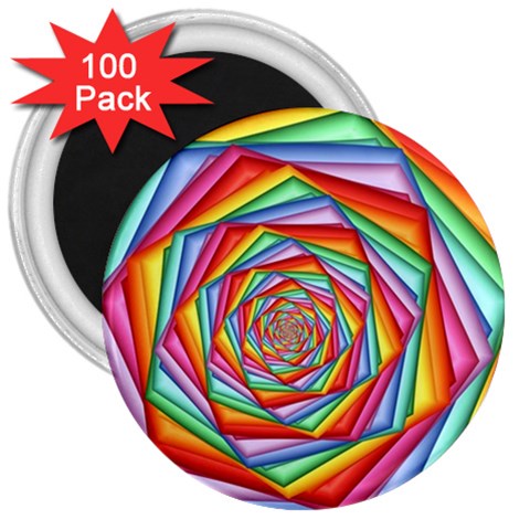 Psychedelic Rainbow Spiral 3  Magnet (100 pack) from ArtsNow.com Front