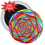 Psychedelic Rainbow Spiral 3  Magnet (100 pack)