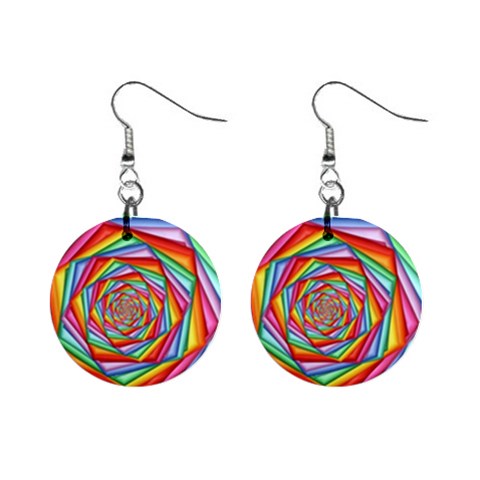 Psychedelic Rainbow Spiral 1  Button Earrings from ArtsNow.com Front