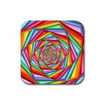 Psychedelic Rainbow Spiral Rubber Coaster (Square)