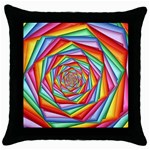 Psychedelic Rainbow Spiral Throw Pillow Case (Black)