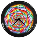 Psychedelic Rainbow Spiral Wall Clock (Black)