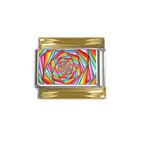 Psychedelic Rainbow Spiral Gold Trim Italian Charm (9mm) from ArtsNow.com Front