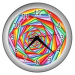 Psychedelic Rainbow Spiral Wall Clock (Silver)