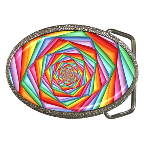 Psychedelic Rainbow Spiral Belt Buckle from ArtsNow.com Front