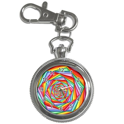 Psychedelic Rainbow Spiral Key Chain Watch from ArtsNow.com Front