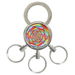 Psychedelic Rainbow Spiral 3-Ring Key Chain