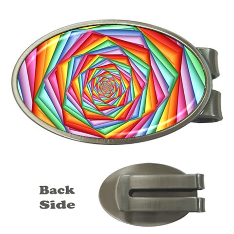 Psychedelic Rainbow Spiral Money Clip (Oval) from ArtsNow.com Front