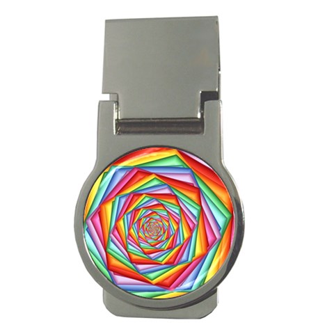 Psychedelic Rainbow Spiral Money Clip (Round) from ArtsNow.com Front