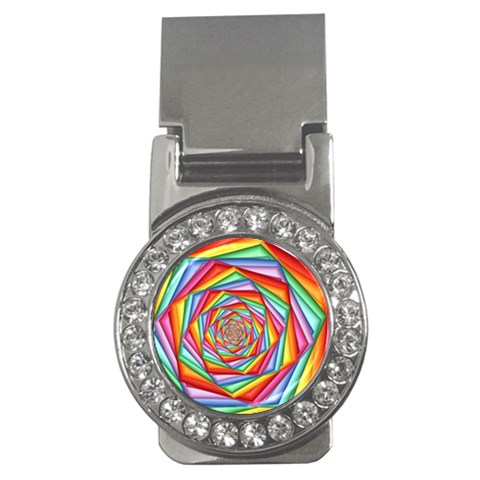 Psychedelic Rainbow Spiral Money Clip (CZ) from ArtsNow.com Front