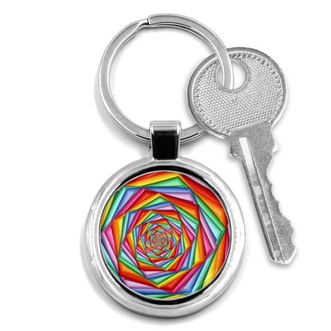 Psychedelic Rainbow Spiral Key Chain (Round) from ArtsNow.com Front