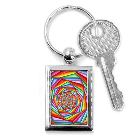 Psychedelic Rainbow Spiral Key Chain (Rectangle) from ArtsNow.com Front