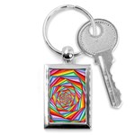 Psychedelic Rainbow Spiral Key Chain (Rectangle)