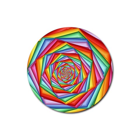 Psychedelic Rainbow Spiral Rubber Coaster (Round) from ArtsNow.com Front