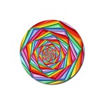 Psychedelic Rainbow Spiral Rubber Round Coaster (4 pack)