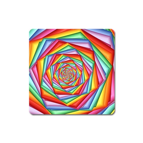 Psychedelic Rainbow Spiral Magnet (Square) from ArtsNow.com Front