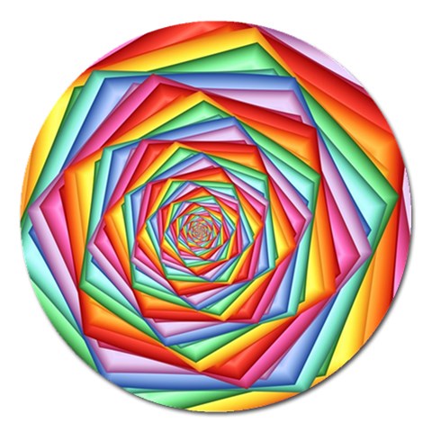 Psychedelic Rainbow Spiral Magnet 5  (Round) from ArtsNow.com Front