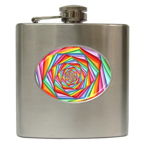 Psychedelic Rainbow Spiral Hip Flask (6 oz) from ArtsNow.com Front