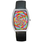 Psychedelic Rainbow Spiral Barrel Style Metal Watch