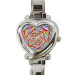 Psychedelic Rainbow Spiral Heart Italian Charm Watch