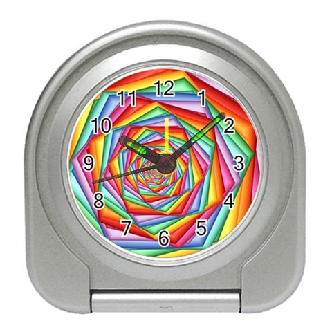 Psychedelic Rainbow Spiral Travel Alarm Clock from ArtsNow.com Front