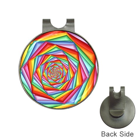 Psychedelic Rainbow Spiral Golf Ball Marker Hat Clip from ArtsNow.com Front