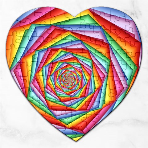 Psychedelic Rainbow Spiral Jigsaw Puzzle (Heart) from ArtsNow.com Front