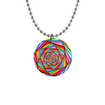 Psychedelic Rainbow Spiral 1  Button Necklace