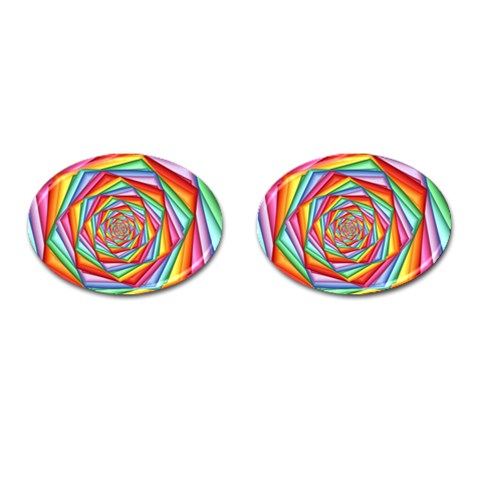 Psychedelic Rainbow Spiral Cufflinks (Oval) from ArtsNow.com Front(Pair)