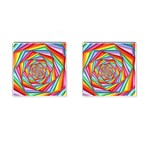 Psychedelic Rainbow Spiral Cufflinks (Square)