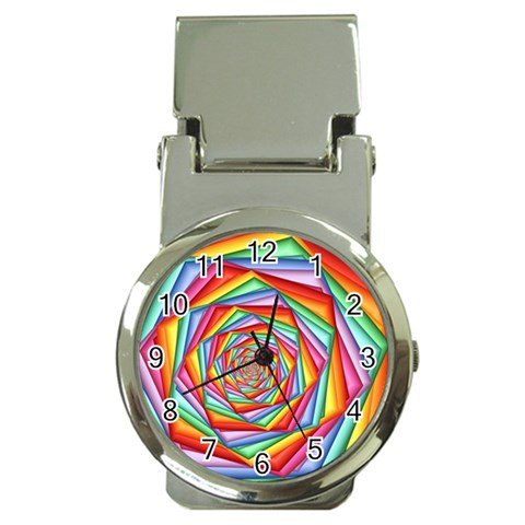 Psychedelic Rainbow Spiral Money Clip Watch from ArtsNow.com Front