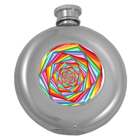 Psychedelic Rainbow Spiral Hip Flask (5 oz) from ArtsNow.com Front