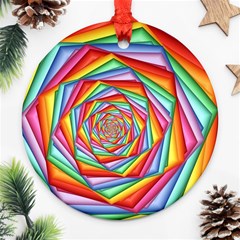 Psychedelic Rainbow Spiral Round Ornament (Two Sides) from ArtsNow.com Front