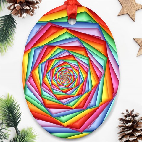 Psychedelic Rainbow Spiral Oval Ornament (Two Sides) from ArtsNow.com Front