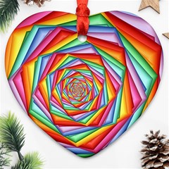 Psychedelic Rainbow Spiral Heart Ornament (Two Sides) from ArtsNow.com Front