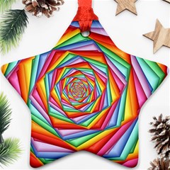 Psychedelic Rainbow Spiral Star Ornament (Two Sides) from ArtsNow.com Front