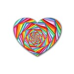 Psychedelic Rainbow Spiral Rubber Coaster (Heart)