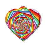 Psychedelic Rainbow Spiral Dog Tag Heart (One Side)