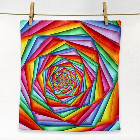 Psychedelic Rainbow Spiral Face Towel from ArtsNow.com Front